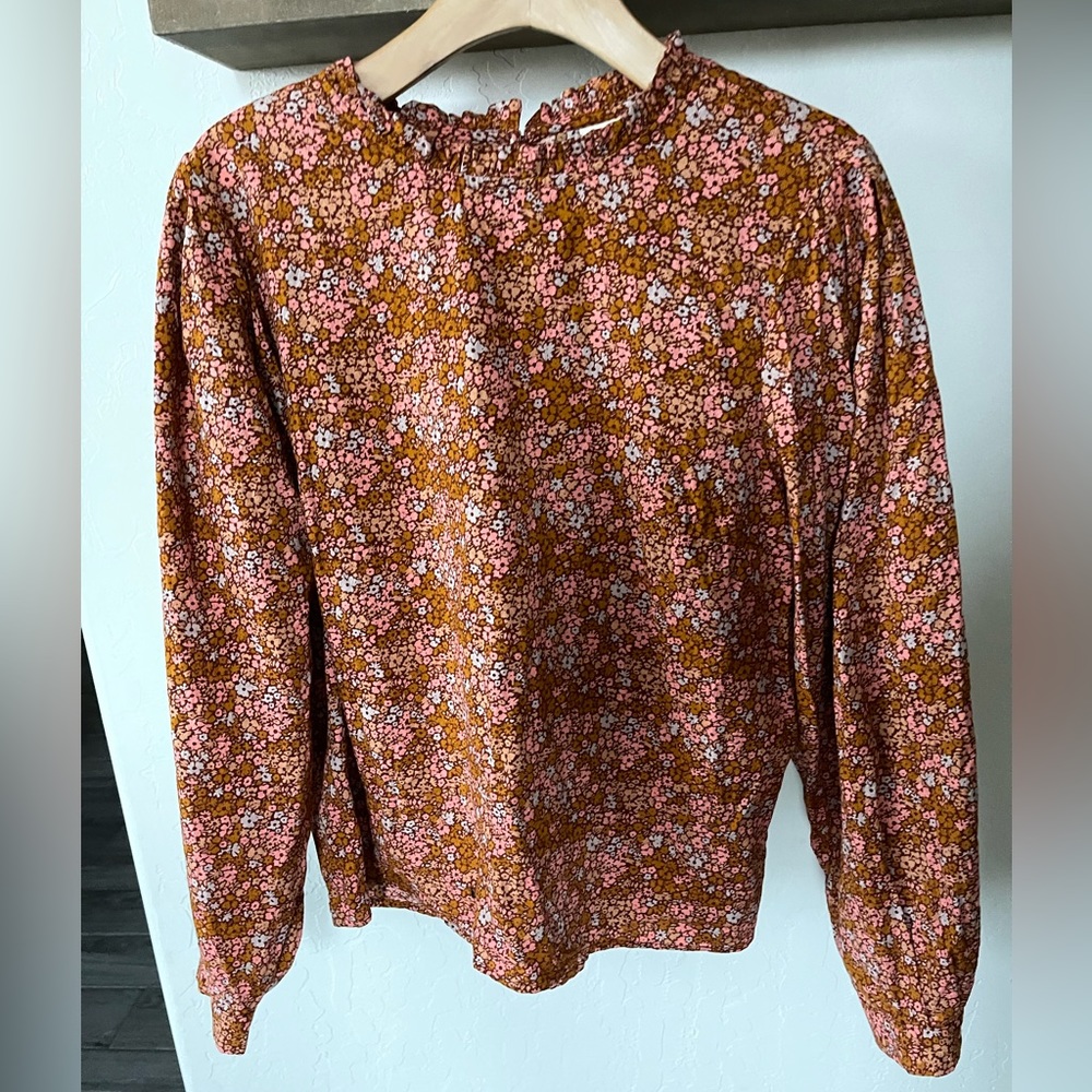 Universal Thread| Floral Long Sleeve Mock Neck Blouse, Boho Prairie—Size Large•